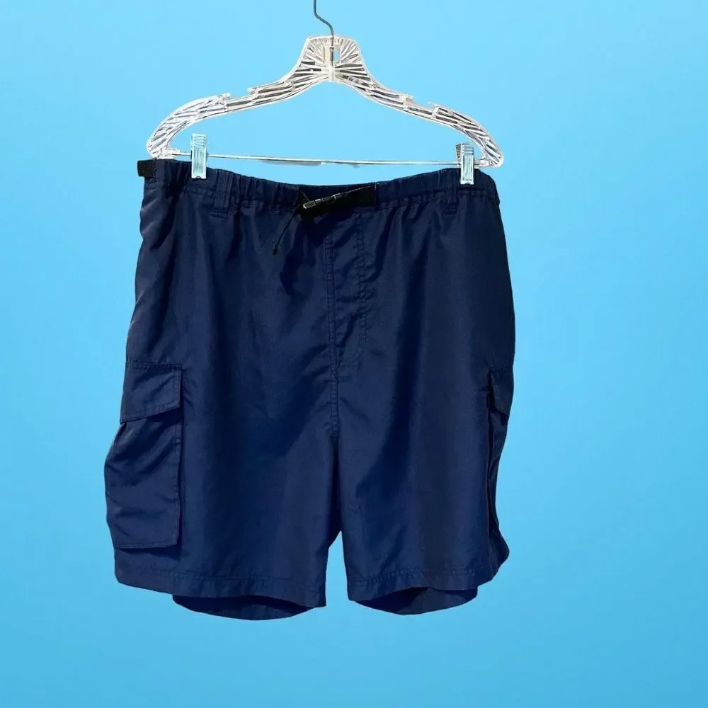 A.C. Clothing Mens Lightweight Cargo Shorts - Elastic Waist Navy Blue XXL